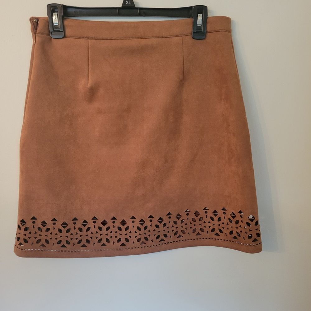 Mi Ami fully lined zipup suede feels polyester skirt size M - Picture 3 of 3
